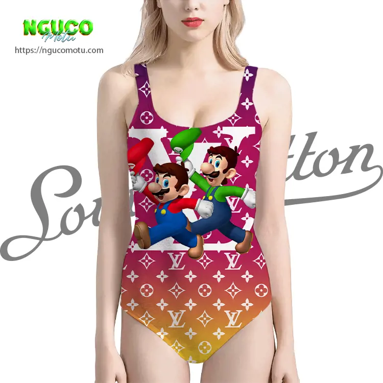 Lv feat mario and luigi v4 swimsuit louis vuitton gift uninque for women